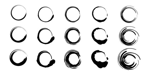 筆書きの円セット　黒