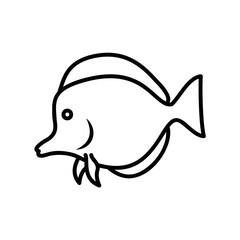 Obraz premium Coral fish icon for ocean creature or seafood in black outline style