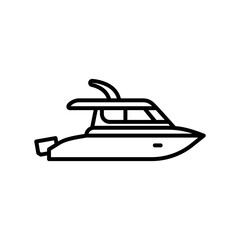 Personal cruiser ship icon for water transportation in black outline style
