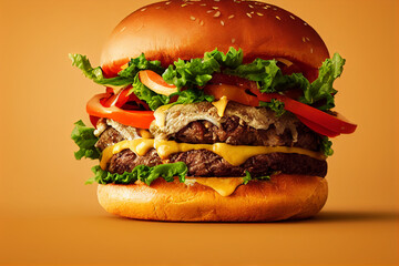 delicious homemade burgers of beef, cheese and vegetables