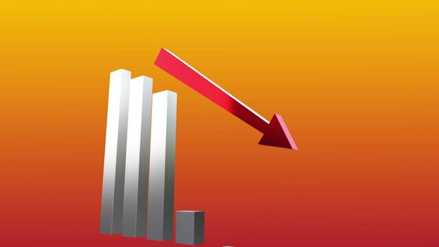 business chart falling down animation