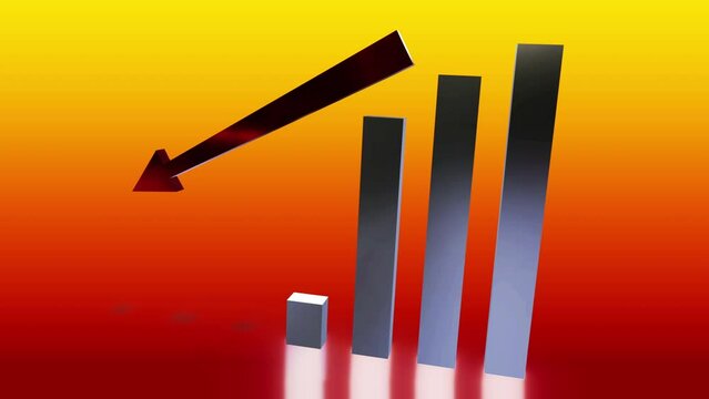 business chart falling down animation