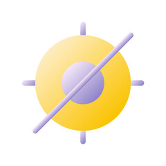 Crossed aim flat gradient two-color ui icon. Focus on objects prohibition. Out of target process. Simple filled pictogram. GUI, UX design for mobile application. Vector isolated RGB illustration