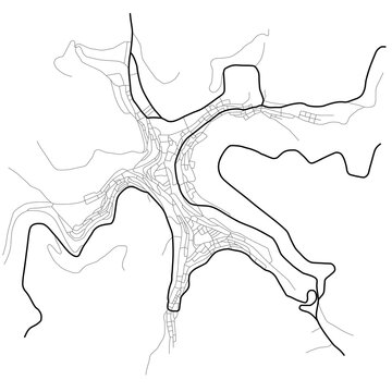 Centuripe city map (Italy) - town streets on the plan. Monochrome line map of the  scheme of road. Urban environment, architectural background. Vector 