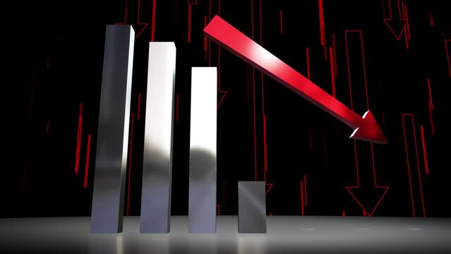 business chart falling down animation