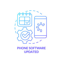 Phone software updated blue gradient concept icon. Install latest version. Renew operating system abstract idea thin line illustration. Isolated outline drawing. Myriad Pro-Bold font used