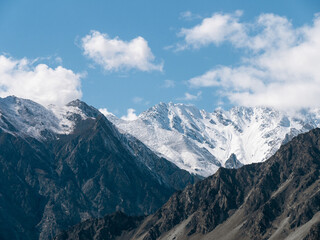 Stunning Mountainous Landscape Karimabad in the Pakistani-Administered Kashmir Region of Gilgit-Baltistan on a bright morning