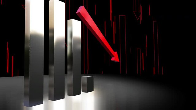 business chart falling down animation