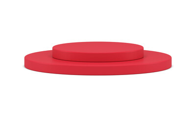 Red 3d round podium level basic foundation geometric showcase for product presentation