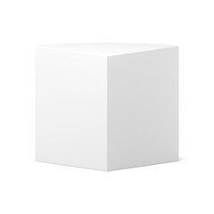 White 3d box symmetric podium geometry construction showcase foundation stage realistic png
