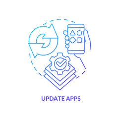 Update apps blue gradient concept icon. Download software latest version. Digital protection abstract idea thin line illustration. Isolated outline drawing. Myriad Pro-Bold font used