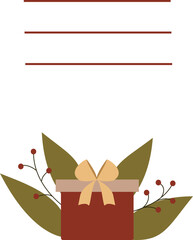 Vector New Year greeting card with a gift on a transparent background