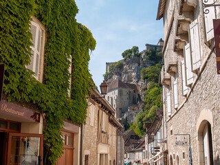 Fototapeta na wymiar Typical street of the Village of Rocamadour, Lot department, France