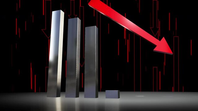 business chart falling down animation