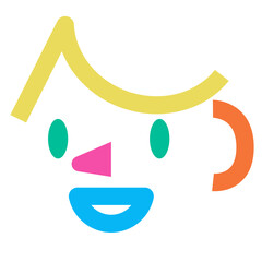 Geometric smiling face vector illustration in flat color design