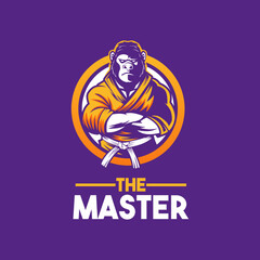 the master gorilla karate character mascot logo design for martial art sport logo and poster © Sidig