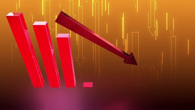 business chart falling down animation