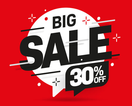 Big sale 30 percent off discount sticker template vector illustration. Sale label with price clearance for purchase. Shopping event and retail marketing promotion. Black Friday or Christmas big sale