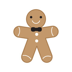 PNG illustration of cute gingerbread man isolated on transparent background.