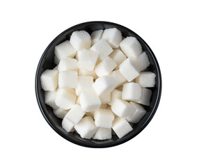 Sugar cube in black bowl isolated on transparent png