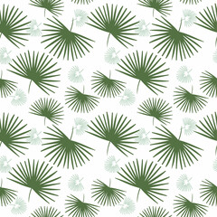 Seamless background with palm leaves.Vector graphics.