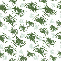 Seamless background with palm leaves.Vector graphics.
