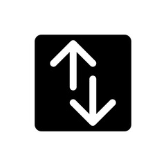 Up and down directions black glyph ui icon. Webpage control instruments. User interface design. Silhouette symbol on white space. Solid pictogram for web, mobile. Isolated vector illustration