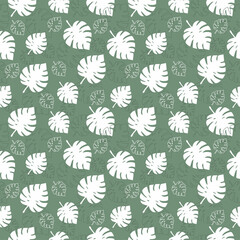 Seamless background with monstera leaves.Vector graphics.