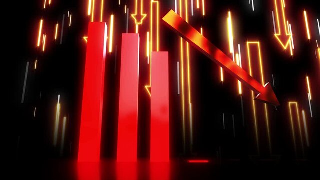 business chart falling down animation