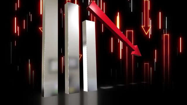 business chart falling down animation