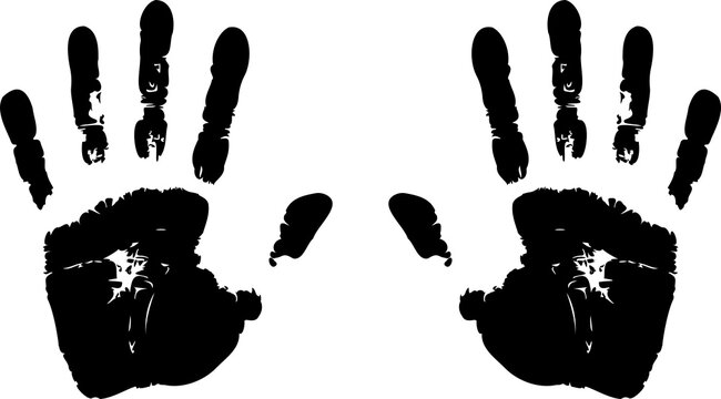 Illustration of two handprints. Palm prints on transparent background. Vector print for your design. PNG image