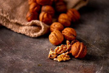 Walnuts on the table.
Healthy food image.
