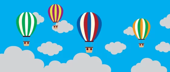 Fotobehang Luchtballon Heteluchtballonnen en wolken