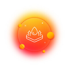 Skin moisturizing line icon. Dermatology, waterdrop, evaporation, arrows up, water balance, hydration, collagen, korean cosmetics, retinol. Cosmetology concept. Glassmorphism style. Vector line icon