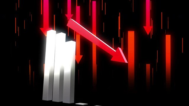 business chart falling down animation