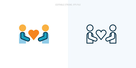 Relationship icon for your website, logo, app, UI, product print. Relationship concept flat Silhouette vector illustration icon. Editable stroke icons set. EPS file