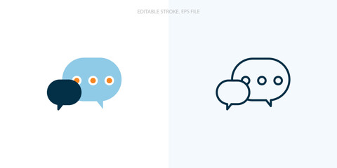 Chat icon for your website, logo, app, UI, product print. Chat concept flat Silhouette vector illustration icon. Editable stroke icons set. EPS file	