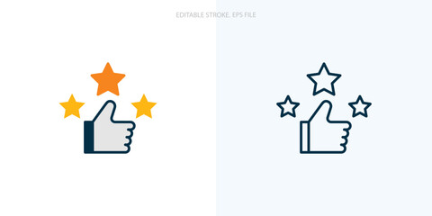 Customer experience and thumb up icon for your website, logo, app, UI, product print. Customer experience concept flat Silhouette vector illustration icon. Editable stroke icons set. EPS file