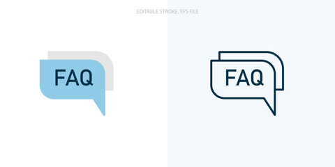 FAQ icon for your website, logo, app, UI, product print. FAQ concept flat Silhouette vector illustration icon. Editable stroke icons set. EPS file	