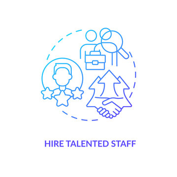 Hire talented staff blue gradient concept icon. Business development. Attracting more clients for company abstract idea thin line illustration. Isolated outline drawing. Myriad Pro-Bold font used
