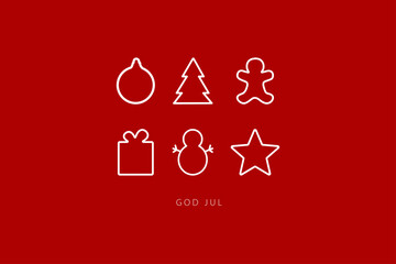 Merry Christmas lettering in Swedish (God Jul). Card template. Vector illustration	