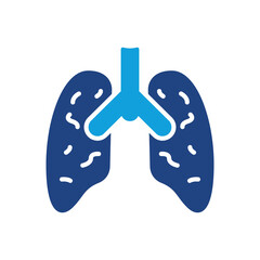 Inflammatory Condition of Lungs. Human Internal Organ Color Icon. Pneumonia, Asthma, Viral Disease concept. Pneumonia Lungs Silhouette Icon. Isolated Vector illustration
