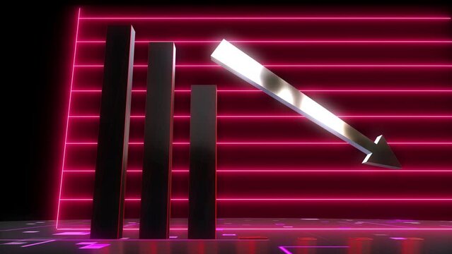 business chart falling down animation