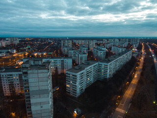 Obraz premium night view of the sleeping area on the outskirts of Kharkov