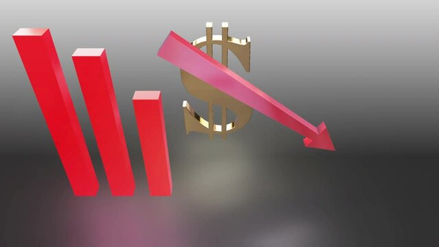 business chart falling down animation