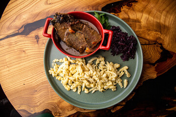 Baked beef with pasta