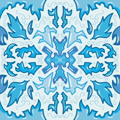 Cold ice themed symmetrical vector background with cartoon flat art style drawing.