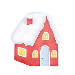 Winter house isolated on white background.