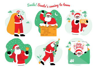 Flat Santa Claus character collection