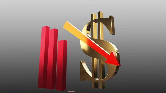 business chart falling down animation